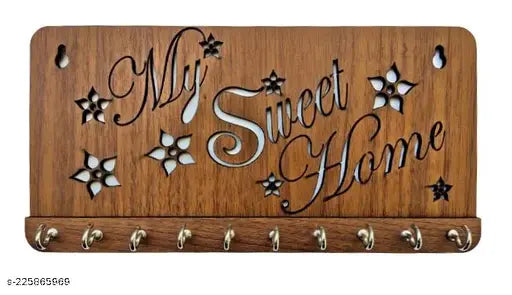 World Wide Kart My Sweet Home Wooden Key Holder for Home, Kitchen, Office, PG, School, College, Hostel, Hotel Decoration, Key Hooks for Wall Decor Wall Mounted Stand Keys Hanger for Office Decoration