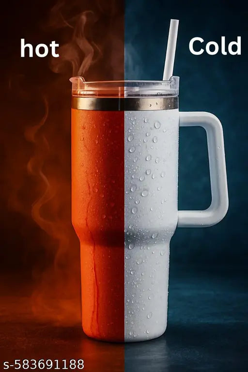 White 1200 ml stainless steel tumbler, hot and cold water bottle, large travel mug with lid, leakproof thermos, insulated flask for office, gym, and home use, lightweight and durable drinkware, stylish plain white tumbler for tea coffee juice,best for cof