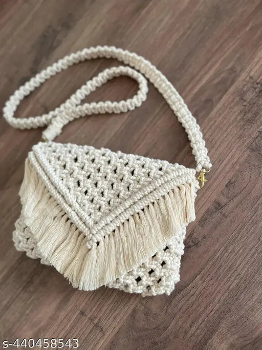 Women Small Hand bag Made by Macrame for Girls