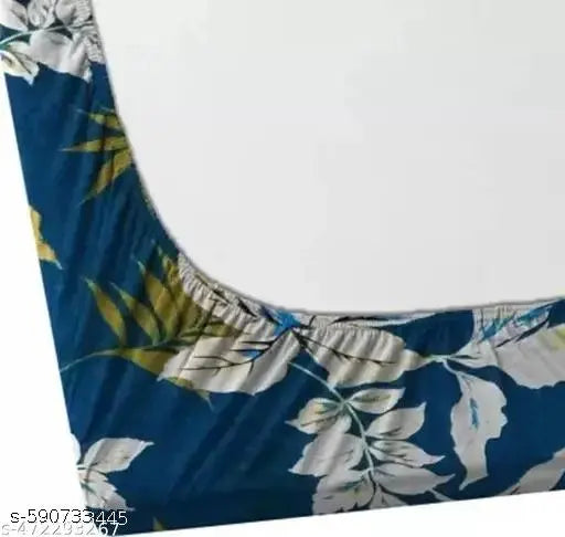 Super Soft Glace Cotton All Round Elastic Fitted Double Bed Bedsheet with 2 Pillow Covers-72x78x8 Inches-fiteed_Double