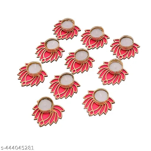 Tealight Candle Holder Stand Set of 10 - Diwali Decoration Items for Home Decor Diyas