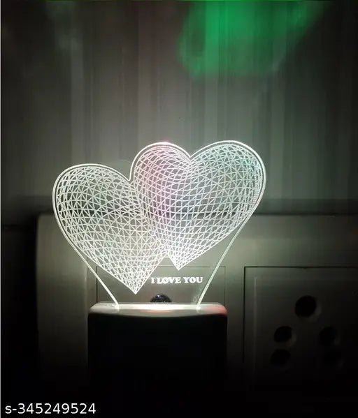Diona Night Lamp Two Hearts Couple Romantic LED Multi color light changing 3d illusion light valentinsday, birthday, anniversary gift