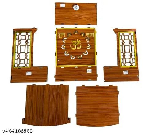 Styleo OM Wood Temple, Decorative temple,Home Temple,Mandir,Pooja Mandir  for Home Wall Mounted with LED Spot Light