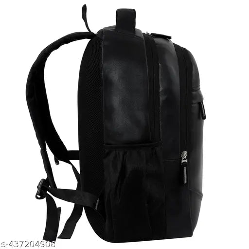 Zerus Trendy School Bag Black 15.6 Inchs Premium Faux Leather Backpack For Office & College Laptop Backpack For Women Daily Use Backpack
