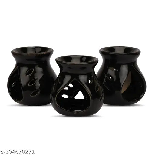 Set of 3 Midnight Black Elegant Tealight diffusers