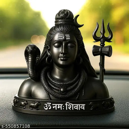Lord Shiva Idol with Trishul, Nandi & Damru | Divine Bholenath Mahakal Murti for Home Temple | Antique Adiyogi Statue for Gift & Decor | Hindu God Figurine for Pooja Room | Elegant Shivling Showpiece for Spiritual Gifting