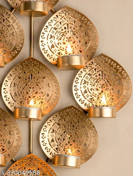 Rustic Leaf Glow: Handcrafted Iron Tealight Holder Wall Decor