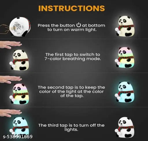 Panda Night Lamp – Close Eyes | Soft Silicone Touch Lamp, Rechargeable Night Light for Kids, Cute Panda Gift for Boys & Girls