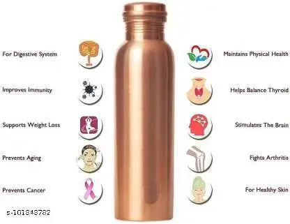 Anaro Pure Copper Handmade premium Yoga seam Less (Joint Free) Leak Proof water Bottle 1000 ml Bottle  (Pack of 2, Brown, Copper)
