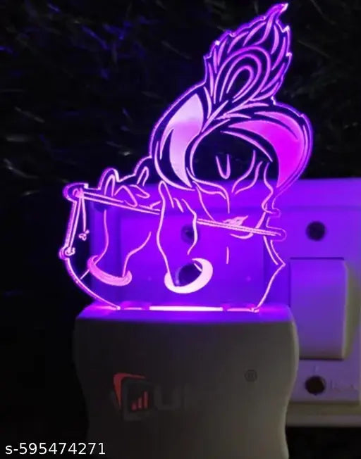 DIONA Night Lamp Krishna 3D Illusion LED multi Colour changing Night Light Birthday, Anniversary Gift Festival Gift
