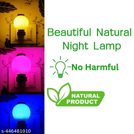 Energy saving Home Decor Unique LED Night Lamp 0.5w 2 Pin Jack, Room Light For Bedroom, Dinning Room, Color Pink, Blue & Yellow (Pack of 3)