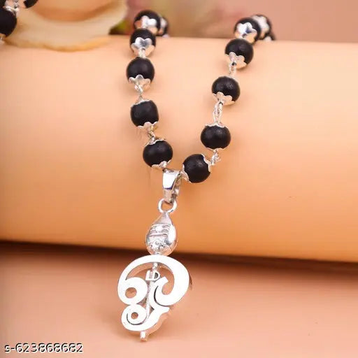 Karungali silver plated mala with Murugan Vel Locket original Ebony wood Beads primium Quality 8 mm 54 Beads Lab certified