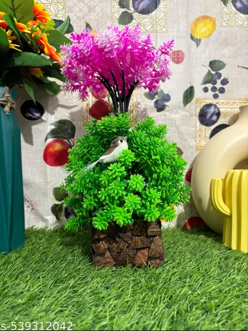 Elencraft® Long Artificial Plant With Premium Wooden Pot For Home, Office, Kitchen, Balcony Decoration, Fake Plant With Multicolour Foliage For Indoor Decoration, Artificial Plant For Home Décor, Tabletop Plant Decor