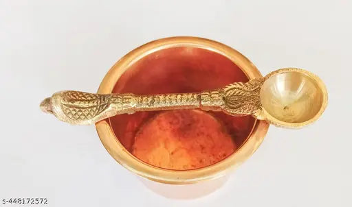 Copper panch patra and brass spoon