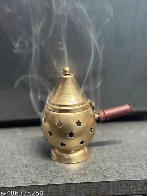 SM India Loban Incense Bakhoor Burner Sambrani Dhoop Burner with Handle for Home Purifying Hand Loban Burner for Home Office Temple Prayer Dhoop Dani