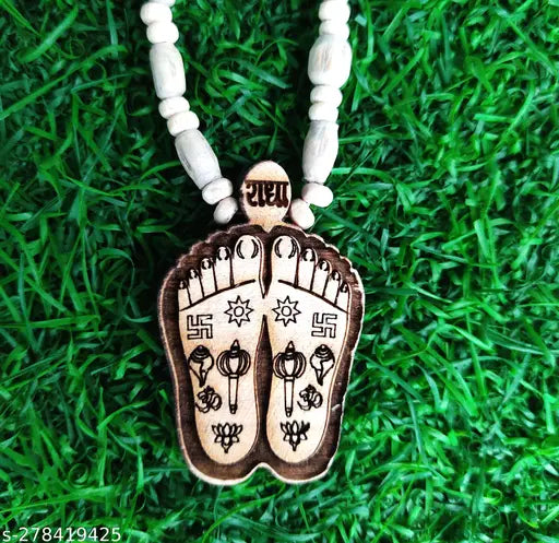 Shri Radharani Charan Tulsi Mala Radhe Krishna Tulsi Mala wood Chain Radha Naam Kanthi Mala Tulsi Mala 100% Orginal Tulsi Mala Puja Articles