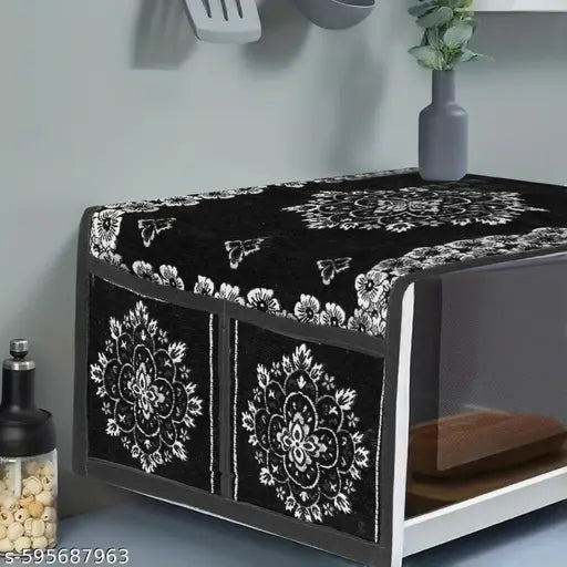 Shivam Creation's Microwave Oven Cover With 4 Utility Pockets for upto 30L (Black)