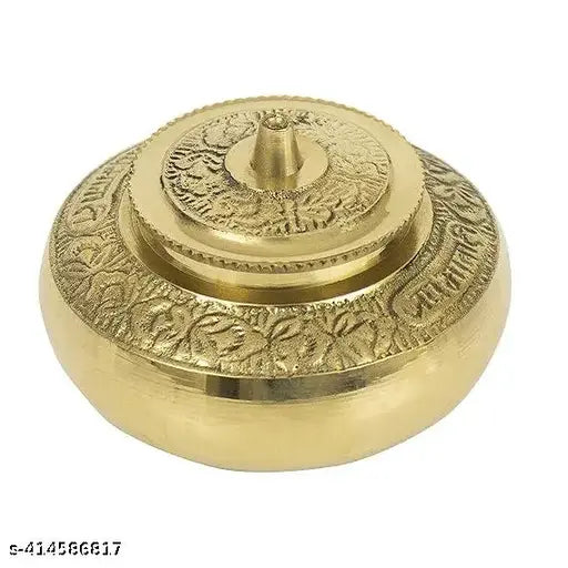 Brass Pooja Sindoor Dabbi| Puja | Roli | Chawal | Chandan | Haldi | Kumkum Puja  | Sindoor | Turmeric | Dabbi | Dibbi | Dhani | Dani Lid Holder - Kumkum-Pot