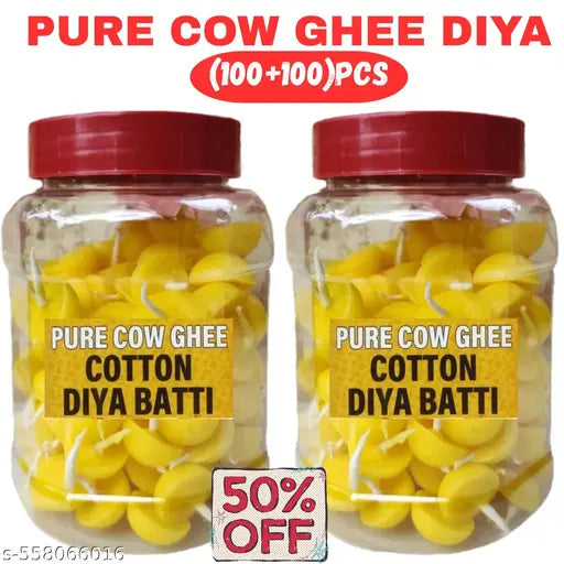 Pure hand made cow ghee diya batti (100pcs) pack of 2.,Ghee diya|Pure ghee diya quality 200 pieces, 15 minutes minimum burning., cow ghee diya of 200 pcs|diya for pooja|made of vanaspati ghee |diya for home|diya for office|puja article||jyot batti |ghee d