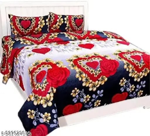 Glace-Cotton Bedsheet For Single/Double Bed With Pillow Cover