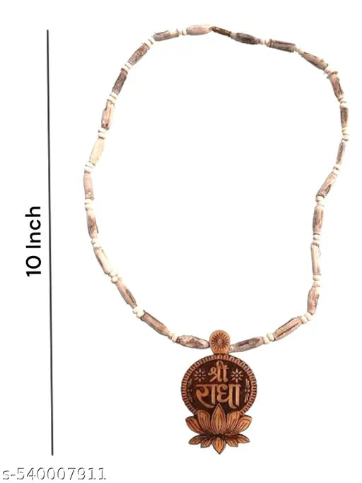 SriMaa Ventures Lotus-Shaped Tulsi Beads Kanthi Mala with Shree Radha Design || Traditional Spiritual Necklace for Meditation, Hindu Worship, Bhakti Sadhana