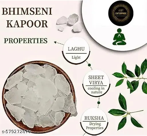 Pure Bhimseni  50 gm Kapoor Karpooram Dagadiya Kapur for Puja Desi Kapoor Hawan Natural Organic Aromatic for Pooja, Meditation, Havan, Room Freshener - 50 gm