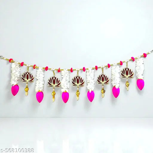 Decorative Lotus Toran/Bandarwal– Artificial Flowers with Acrylic Lotus & Beads for Door Decoration