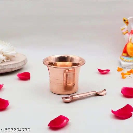 Beautifull Pure Brass Small Pooja Glass charnamritglass Serving Water for Puja, Milk, or Other offerings During Puja | Pital Glass for Daily Puja Home - (Size- 4.5 cm) Brass glasss for Kids 1 PCS