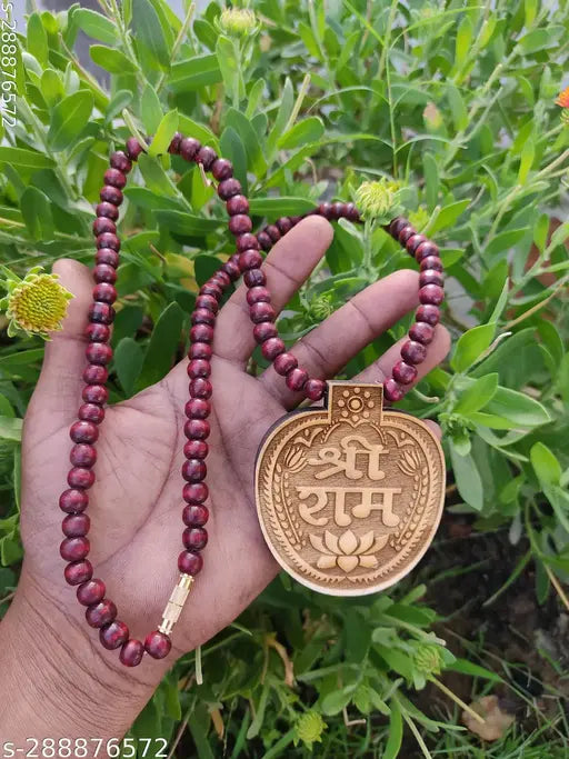 Shri Ram Kadamb Wood Mala Tulsi Mala Necklace Shri Ram Tulsi Mala Shri Ram Wood Chain