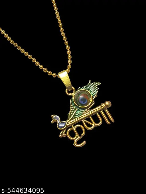Spiritual Gold-Plated Lord Krishna Pendant & Chain