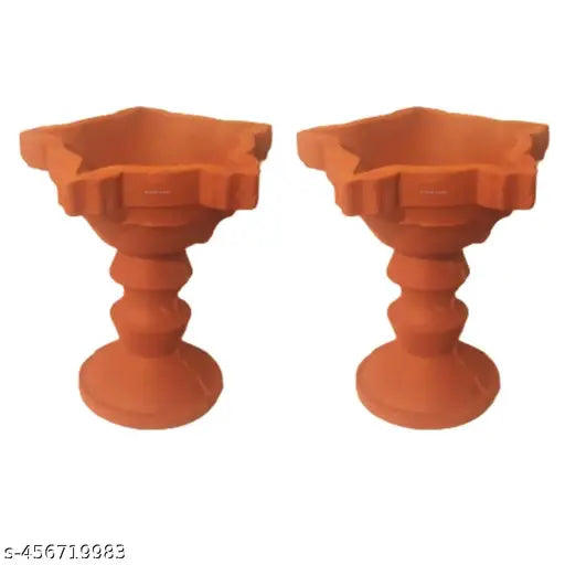 Our Rural Clay Diya  Pancha Mukhi KUTHU VILAKKU   Oil diyas lamp pack of 2