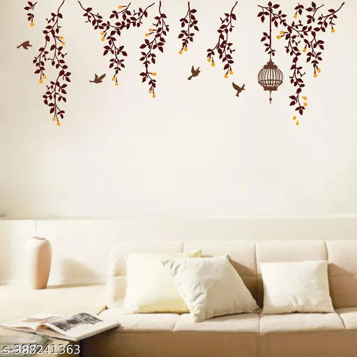 Decor Villa Multicolor Summer vine flower Wall Sticker Size -(58 x Cm 53 Cm)