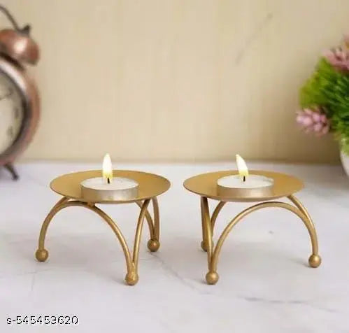 Decorative Tea Light Candles Holders Diwali Decoration Pack of 2 Candle Holders  For Diwali Navratri Festivals Weddind Decor  Brass & Metal Puja Handicrafts Items By HOME HANDI