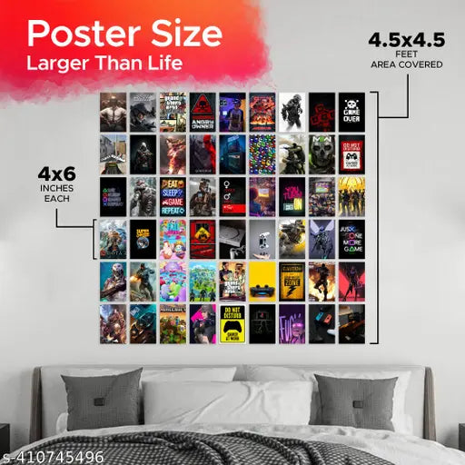 UtopiaDeals - Pack of 54 Gaming Aesthetic Wall Collage Kit Posters - 4 x 6 Inches Posters for Wall Decoration - Wall Art For Bedroom, Office, Living room, Dorm room - Glue Dots Included