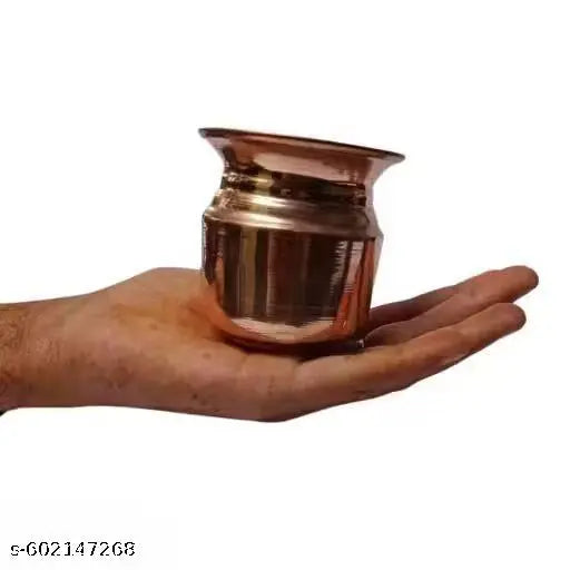 HUZUR JI Handmade Pure Copper Kalash/Lota with Line Design for Diwali, Pooja, Festival-Home Kumkuma Pack 1