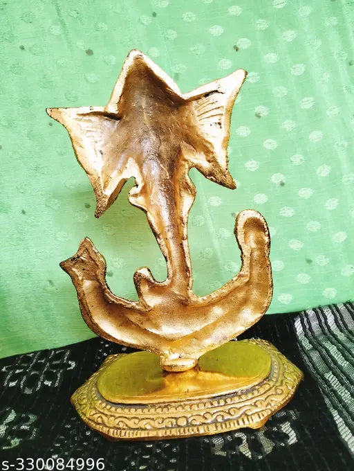Lord GaneshJi Metal Lord Ganeshji Idol  Special  Ganeshji Chaturthi festival Exclusive Gift Decorative Showpiece - 18 cm  (Metal, Gold) GaneshJi Murti Ganesha Statue
