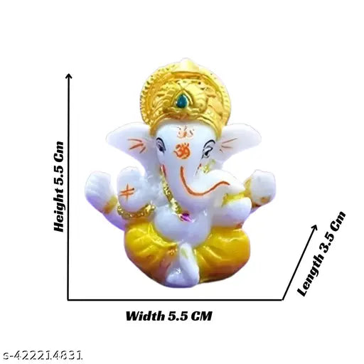 Ganesh Ji Mini Idol for Car Dashboard & Office Desk | Ganesh Statue Murti Lord Ganpati Diwali Gifts Home Decor Figurine (2 X 2 inches)