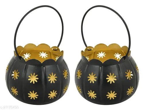 Polychrome Flame Lantern Tealight Twin Set