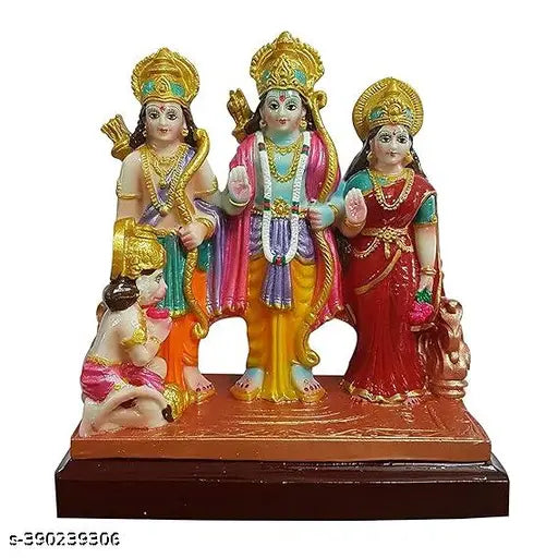 GEETA TRADERS Ram Darbar Murti | Ram, Laxman, Sita and Hanuman Diwali Decoration & Gift (Multicolor, 14cm) Crystal