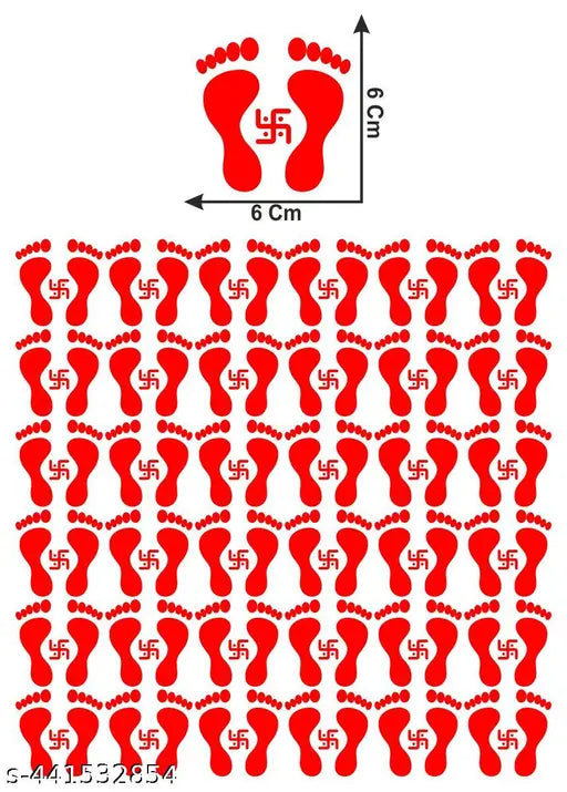 Hetshree Decor Set of 36 Laxmiji Charan Sticker Diwali Sticker for Diwali Decoration Self Adhesive Wall Sticker