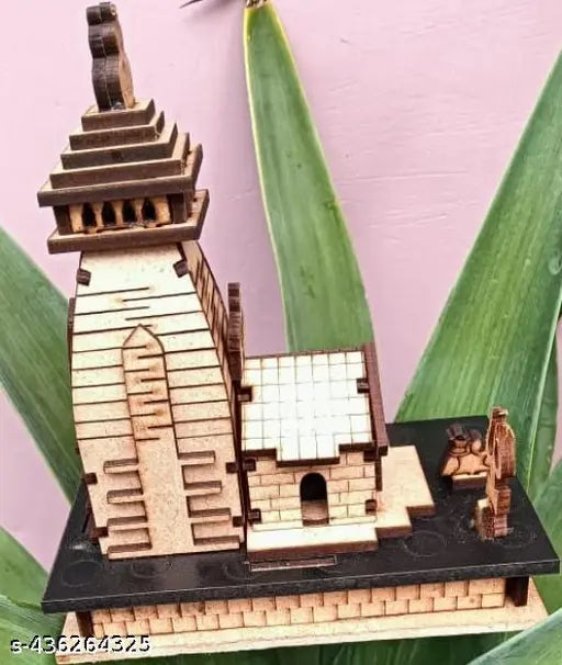 3D Kedarnath Wooden Souvenir Temple Small Size, Decorative Showpiece MDF Pine Wood Beautiful Work Kedarnath ji Temple showpiece