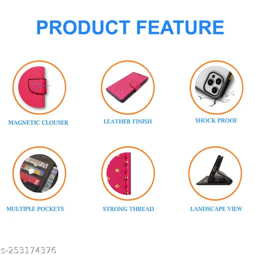 AD Enterprises Pink Dot Flip Cover for Vivo Y16| Leather Finish|Shock Proof|Magnetic Clouser Compatible with Vivo Y16(Pink)