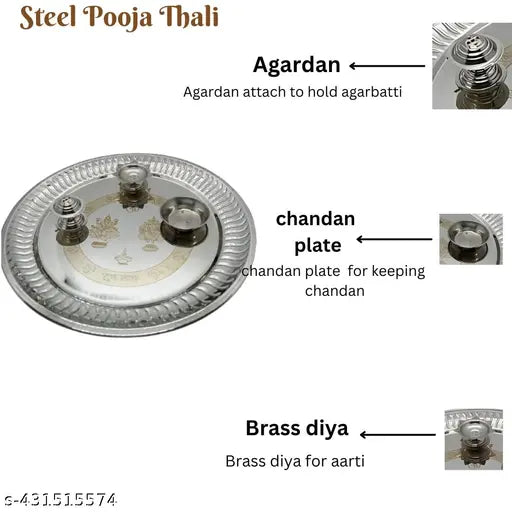 Steel Puja Plate |Lakshmi ganesh puja thali |Steel Puja plate set  | pooja items |  Steel pooja plate | pooja thali set