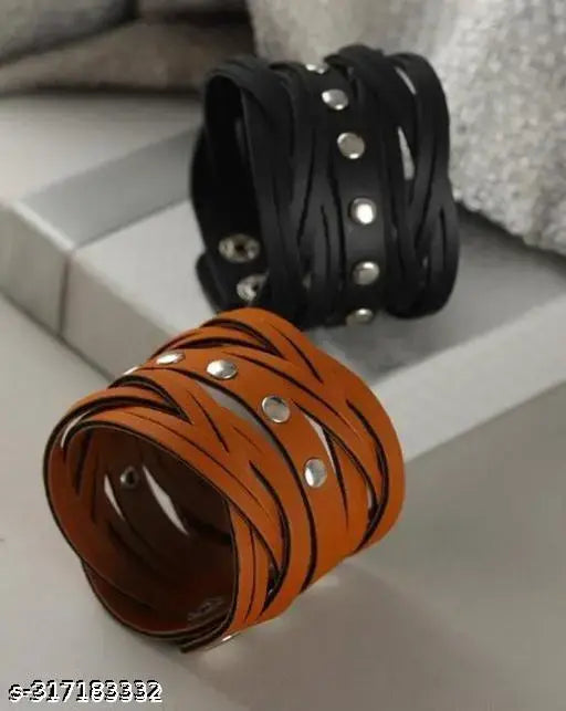 Stylish 2 pieces of  PU Leather Bracelet for Man & boys