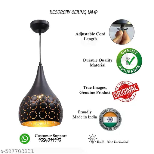 Metal Laser Cut Balloon Shape Single Hanging Pendant Light for Bedroom, Living Room, Hallway, Kitchen, Over The Dining Table Metal Bulb Not Included Black