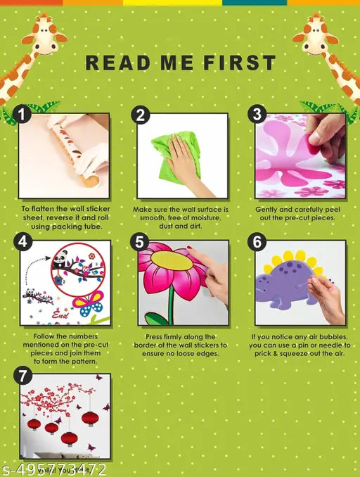 Sai Designs Combo of 4 Wall Stickers- Red Chinesh Lumps Cute Couple And Panda Lover Switch StickerBirds And Cage Vinyl Decorative Wall for Hall, bedroom & kitchen