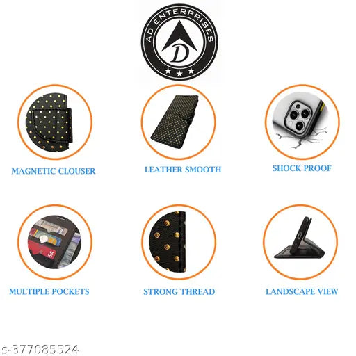 Black Dot Flip Cover for Vivo Y27 4G| Leather Finish|Shock Proof|Magnetic Clouser Compatible with Vivo Y27 4G(Black)