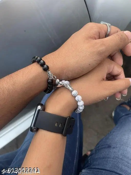 Pack of 3 Stylish Necklaces & Pendants ,Couple-Combo Matching Best Friend Relationship Natural Multi Layer Tiple Protection Stone Beads Bracelets.