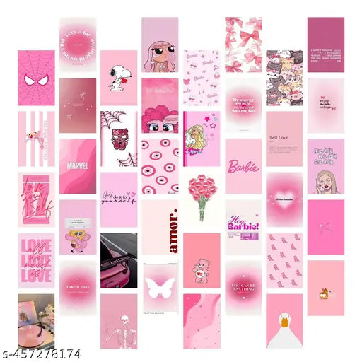 Pink Aesthetic Poster Card Set (Set of 40) – Soft, Minimalist Wall Decor for a Cozy Vibe