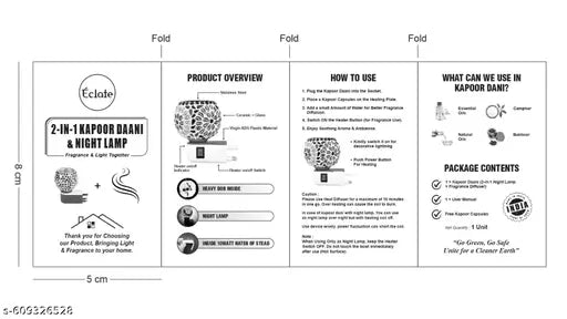 2 in 1 ELECTRIC KAPOOR DAANI + NIGHT LAMP + FREE KESAR CHANDAN ATTAR OIL